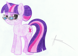 Size: 1103x800 | Tagged: dead source, safe, artist:azurelius, twilight sparkle, g4, glasses