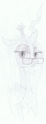 Size: 436x1164 | Tagged: dead source, safe, artist:azurelius, queen chrysalis, g4, glasses