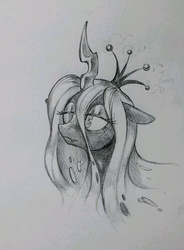 Size: 647x881 | Tagged: source needed, safe, artist:discommunicator, queen chrysalis, changeling, changeling queen, g4, female, pencil drawing, sketch, traditional art