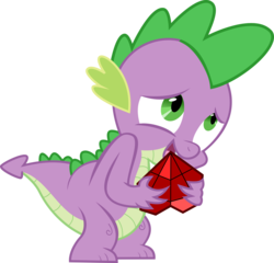 Size: 3000x2876 | Tagged: safe, artist:demigod-spike, spike, dragon, g4, baby, baby dragon, cute, fire ruby, gem, green eyes, heart shaped, high res, holding, looking up, male, nervous, simple background, solo, spikabetes, transparent background, vector