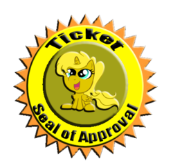 Size: 400x387 | Tagged: safe, oc, oc only, oc:ticket, alicorn, pony, alicorn oc, seal of approval, solo