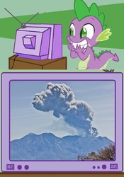 Size: 563x802 | Tagged: safe, spike, g4, exploitable meme, meme, tv meme, vector, volcano