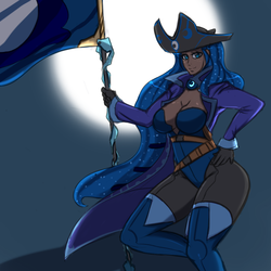 Size: 1000x1000 | Tagged: safe, artist:dreikaze, princess luna, human, g4, curvy, dark skin, female, flag, humanized, moon, solo