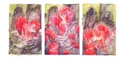 Size: 1563x750 | Tagged: safe, artist:blix-it, pinkie pie, earth pony, pony, g4, comic, female, food, frosting, licking, mare, rock farm, solo, traditional art, wat, watercolor painting