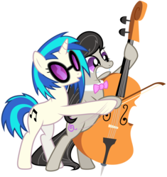 Size: 900x959 | Tagged: safe, artist:yanoda, dj pon-3, octavia melody, vinyl scratch, g4, cello, musical instrument, simple background, transparent background