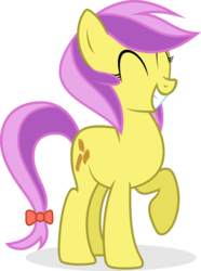 Size: 900x1207 | Tagged: safe, artist:abydos91, lavender fritter, earth pony, pony, g4, ^^, apple family member, background pony, bow, eyes closed, female, mare, raised hoof, simple background, smiling, solo, tail bow, transparent background, vector