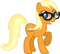 Size: 1024x917 | Tagged: safe, artist:daringdashie, apple cobbler, earth pony, pony, g4, apple family member, background pony, female, glasses, mare, raised hoof, simple background, solo, transparent background