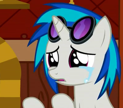 Size: 400x350 | Tagged: safe, dj pon-3, vinyl scratch, epic wub time, g4, crying, sad