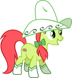 Size: 1024x1111 | Tagged: safe, artist:daringdashie, peachy sweet, earth pony, pony, g4, apple family member, background pony, boots, cowboy hat, female, hat, mare, simple background, smiling, solo, transparent background, vector