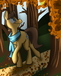 Size: 800x1000 | Tagged: safe, artist:cleppyclep, caramel, g4, clothes, forest, scarf