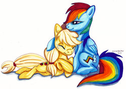 Size: 900x638 | Tagged: safe, artist:segdavinci, applejack, rainbow dash, g4, female, lesbian, ship:appledash, shipping