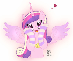 Size: 1200x1000 | Tagged: safe, artist:joakaha, princess cadance, alicorn, pony, g4, clothes, female, heart, socks, solo, striped socks