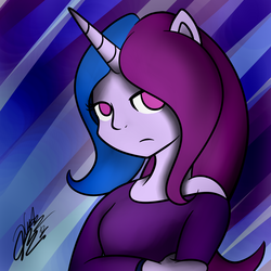 Size: 1920x1920 | Tagged: safe, artist:aeroytechyon-x, oc, oc only, oc:andrea sparkle, anthro, ambiguous facial structure, anthro oc, magical lesbian spawn, offspring, parent:rainbow dash, parent:twilight sparkle, parents:twidash