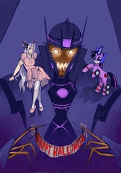 Size: 700x1000 | Tagged: safe, twilight sparkle, g4, costume, crossover, halloween, nightmare night, optimus prime, soundwave, transformers