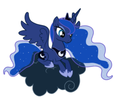 Size: 1878x1673 | Tagged: safe, artist:maishida, princess luna, alicorn, pony, luna eclipsed, 2012, cloud, cutie mark, female, hooves, horn, jewelry, mare, on a cloud, prone, regalia, simple background, sitting on a cloud, solo, spread wings, tiara, transparent background, vector, wings