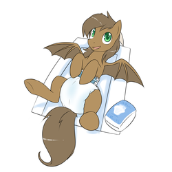 Size: 2000x2000 | Tagged: safe, artist:craymin, oc, oc only, oc:flying sparks, bat pony, bat pony oc, changing mat, cute, diaper, diaper change, non-baby in diaper, solo