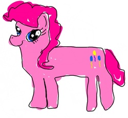 Size: 500x463 | Tagged: safe, artist:zestyoranges, pinkie pie, earth pony, pony, g4, 1000 hours in ms paint, badly drawn ponies, female, looking at you, majestic as fuck, mare, simple background, solo, stylistic suck, white background