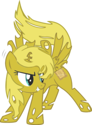 Size: 1280x1737 | Tagged: safe, oc, oc only, oc:ticket, alicorn, changeling, pony, alicorn oc, changelingified, cheeselegs, goldling, simple background, solo, species swap, transparent background, vector