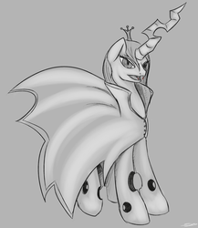 Size: 1280x1478 | Tagged: artist needed, safe, queen chrysalis, changeling, changeling queen, g4, 30 minute art challenge, cape, clothes, female