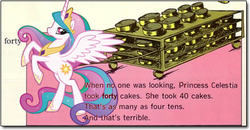 Size: 468x244 | Tagged: safe, artist:judhudson, princess celestia, alicorn, pony, g4, and that's terrible, cake, cakelestia, jewelry, male, meme, parody, rearing, regalia, solo, spread wings, superman, wings