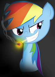 Size: 634x891 | Tagged: safe, artist:trolllightsparkle, rainbow dash, pony, g4, cigarette, female, smiling, smoking, solo