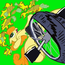 Size: 900x900 | Tagged: safe, artist:chiapetofdoom, carrot top, golden harvest, g4, carrot, fire, juggling, unicycle