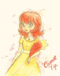 Size: 975x1247 | Tagged: safe, artist:cupofcyanide, carrot top, golden harvest, human, g4, carrot, clothes, dress, humanized