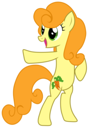 Size: 3545x5000 | Tagged: safe, artist:kooner-cz, carrot top, golden harvest, earth pony, pony, g4, the ticket master, absurd resolution, background pony, bipedal, female, mare, pointing, simple background, solo, transparent background