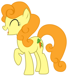 Size: 4516x5000 | Tagged: safe, artist:kooner-cz, carrot top, golden harvest, earth pony, pony, g4, absurd resolution, background pony, eyes closed, female, happy, mare, raised hoof, simple background, solo, transparent background