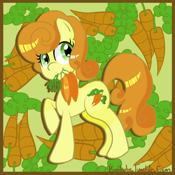 Size: 3000x3000 | Tagged: safe, artist:nommienom, carrot top, golden harvest, pony, g4, carrot, cutie mark, female, mouth hold, solo