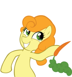 Size: 1550x1650 | Tagged: safe, carrot top, golden harvest, earth pony, pony, g4, carrot, female, mare, oh u, oh you, simple background, solo, transparent background