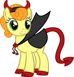 Size: 3000x3114 | Tagged: safe, artist:chisella1412, carrot top, golden harvest, devil, earth pony, pony, g4, costume, cute, cutie top, nightmare night, simple background, transparent background, vector