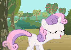 Size: 400x280 | Tagged: safe, screencap, sweetie belle, pony, unicorn, g4, the show stoppers, animated, butt, cute, diasweetes, female, filly, plot, sweepy belle, sweetie butt, tail swish