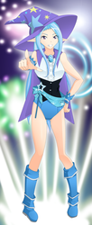 Size: 817x2000 | Tagged: safe, artist:jonfawkes, trixie, human, g4, boots, cape, clothes, corset, fireworks, humanized, leotard, looking at you, magician outfit, pigeon toed, pointing, shoes, smiling, teeth, thighs