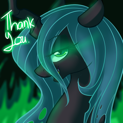 Size: 750x750 | Tagged: safe, artist:ensayne, queen chrysalis, changeling, changeling queen, g4, bust, female, glowing eyes, solo