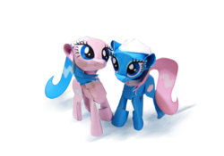 Size: 1051x735 | Tagged: safe, artist:kna, aloe, lotus blossom, earth pony, pony, g4, female, mare, papercraft, photo, simple background, spa twins, transparent background