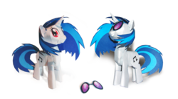 Size: 1020x566 | Tagged: safe, artist:kna, dj pon-3, vinyl scratch, pony, unicorn, g4, cutie mark, female, grin, hooves, horn, mare, papercraft, photo, simple background, smiling, solo, sunglasses, teeth, transparent background