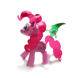 Size: 907x945 | Tagged: safe, artist:kna, gummy, pinkie pie, earth pony, pony, g4, female, mare, papercraft, photo, simple background, transparent background