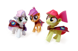 Size: 1243x822 | Tagged: safe, artist:kna, apple bloom, scootaloo, sweetie belle, earth pony, pony, g4, cutie mark crusaders, female, filly, foal, papercraft, photo, simple background, transparent background