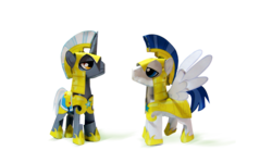 Size: 1542x924 | Tagged: safe, artist:kna, pegasus, pony, unicorn, duo, duo male, male, papercraft, photo, royal guard, simple background, stallion, transparent background