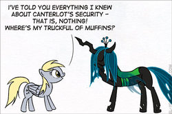 Size: 500x332 | Tagged: safe, artist:el-yeguero, derpy hooves, queen chrysalis, pegasus, pony, g4, female, mare