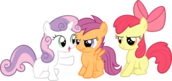 Size: 6345x3000 | Tagged: safe, artist:chisella1412, apple bloom, scootaloo, sweetie belle, g4, absurd resolution, cutie mark crusaders, simple background, transparent background, vector