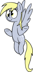 Size: 754x1605 | Tagged: safe, artist:strangiesleepy, derpy hooves, pegasus, pony, g4, cute, derpabetes, female, flying, hilarious in hindsight, mare, shrug, simple background, smiling, solo, transparent background