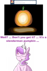 Size: 1170x1777 | Tagged: safe, artist:secretgoombaman12345, diamond tiara, ask chubby diamond, g4, ask, fat, halloween, holiday, jack-o-lantern, nightmare night, pumpkin, slenderman, tumblr