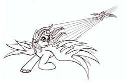 Size: 700x461 | Tagged: safe, artist:stellarina, rainbow dash, fanfic:on a cross and arrow, g4, lineart, rainbow blitz, rule 63