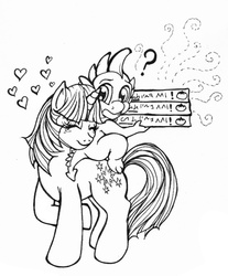 Size: 478x578 | Tagged: safe, artist:stellarina, spike, twilight sparkle, fanfic:on a cross and arrow, g4, lineart, pizza