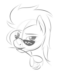 Size: 691x866 | Tagged: safe, artist:skipsy, oc, oc only, oc:sweet strokes, pony, monochrome, rose, solo, sunglasses