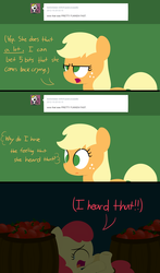 Size: 1280x2180 | Tagged: safe, artist:dtcx97, apple bloom, applejack, ask post-crusade, post-crusade, g4, ask, crying, tumblr