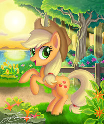 Size: 600x718 | Tagged: safe, artist:jrenon, applejack, earth pony, pony, g4, female, solo