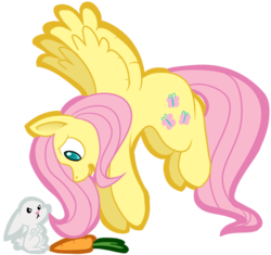 Size: 630x591 | Tagged: safe, artist:ducttapemaiawolf, angel bunny, fluttershy, pegasus, pony, rabbit, g4, animal, carrot, female, mare, simple background, transparent background